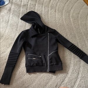 Reflex Black Hooded Jacket with Silver Zippers